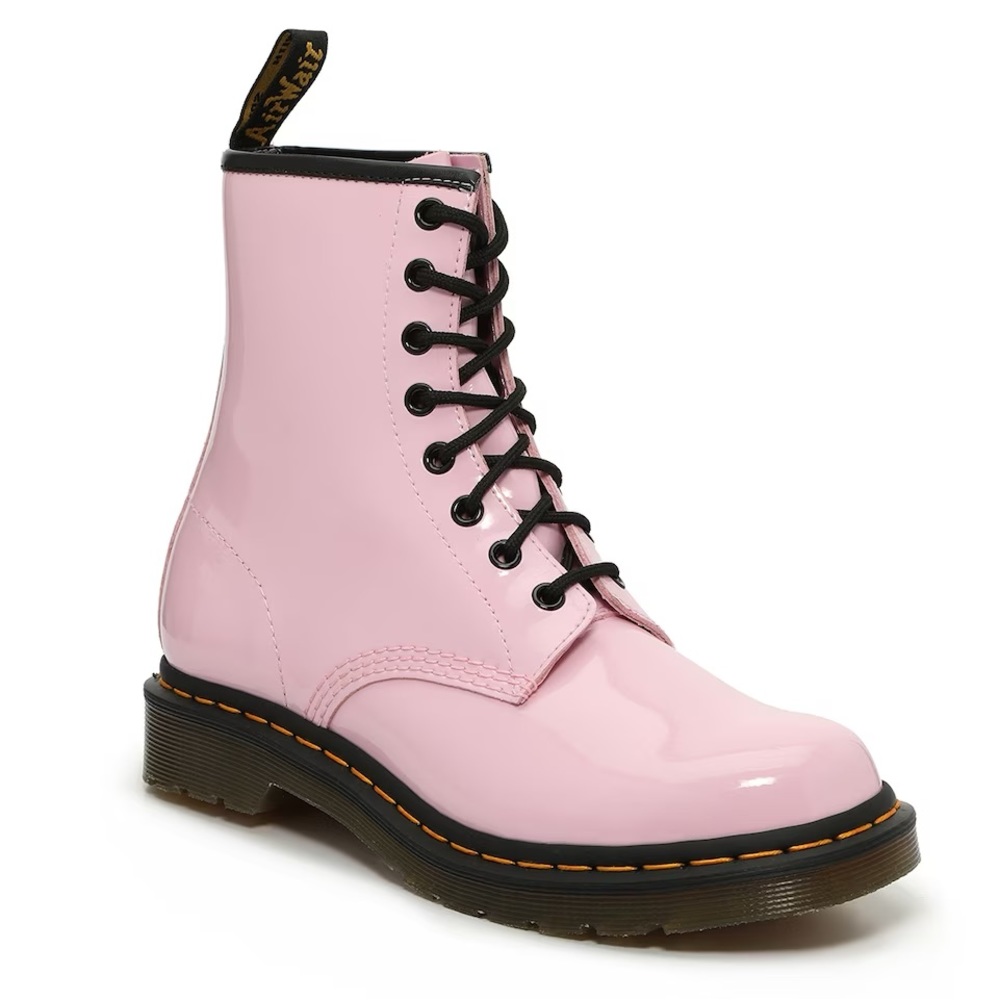 Dr. Martens Pink Patent 1460 Lace-Up Combat Boots